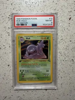1999 POKEMON FOSSIL MUK HOLO 1ST EDITION 13/62 PSA 8 RARE - Image 1