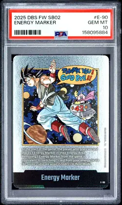 DRAGON BALL SUPER CARD GAME FUSION WORLD MANGA BOOSTER 02 ENERGY MARKER PSA 10 - Image 1