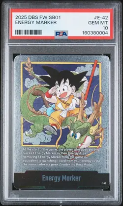 DRAGON BALL SUPER CARD GAME FUSION WORLD MANGA BOOSTER 01 ENERGY MARKER PSA 10 - Image 1