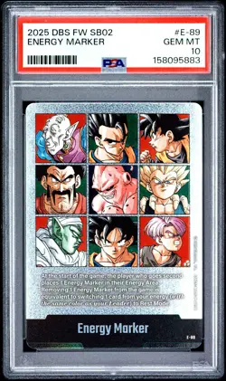 DRAGON BALL SUPER CARD GAME FUSION WORLD MANGA BOOSTER 02 ENERGY MARKER PSA 10 - Image 1
