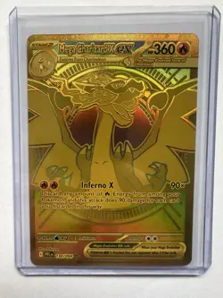 Gold Mega Charizard X EX 130/094 - Hyper Rare Pokemon Phantasmal Flames NM - Image 1