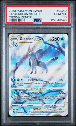 2023 Pokemon Glaceon VSTAR #gg40 Crown Zenith Galarian Gallery PSA 10 Gem Mint - Image 1