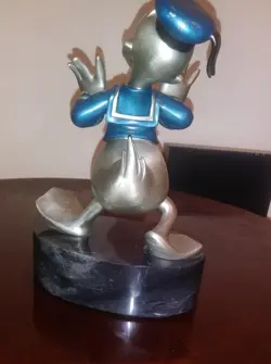 Donald Duck Pewter Chilmark 1995 Marble Base Disney Statue 119/300 Minor Flaws - Image 5