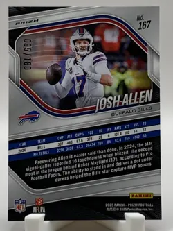 2025 Prizm Josh Allen Pigskin #/180 - Image 2