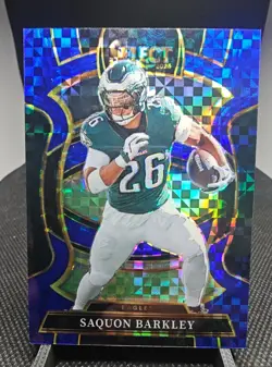 2025 Panini Select Saquon Barkley Blue Prizm Serial #194/249 #90 - Image 1