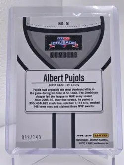 2025 Panini Crusade - Numbers Albert Pujols #8 Purple /149 - Image 2