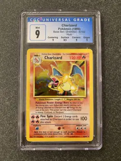 🔥 STRONG CGC 9 Mint Charizard Base Set Unlimited Holo Pokemon Card 4/102 - Image 1