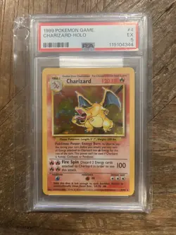 Charizard 4/102 Pokemon Card Base Set Unlimited Holo Rare 1999 WOTC PSA 5 - Image 1