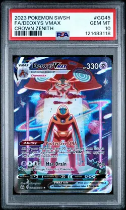 2023 POKEMON SWORD & SHIELD CROWN ZENITH #GG45 FULL ART/DEOXYS VMAX PSA 10 - Image 1