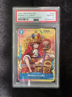 2024 ONE PIECE PROMOS P-043 MONKEY D. LUFFY CONVENTION EXCLUSIVE PSA 10 - Image 1