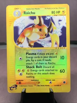 Pokemon TCG Raichu 25/165 Reverse Holo Rare Expedition Base Set VTG WOTC 2002 MP - Image 1