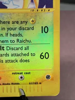 Pokemon TCG Raichu 25/165 Reverse Holo Rare Expedition Base Set VTG WOTC 2002 MP - Image 5