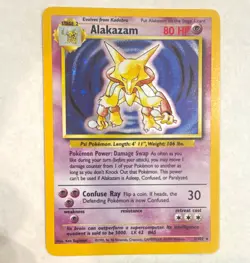 Pokemon TCG Alakazam 1/102 Base Set Holo Rare English Unlimited 80 HP 1999 - Image 1