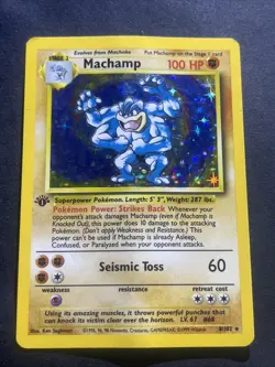 Machamp 8/102 Base Set 1st Edition Holo Rare Pokemon Card HP - Image 1