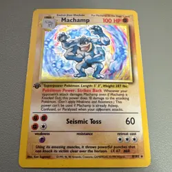 Pokemon TCG Machamp Holo Rare Card Base Set 8/102 1st Edition MP - Image 1
