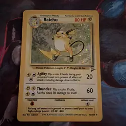 Raichu Pokemon 2000 Base Set 2 Holo Rare 16/130 MP - Image 1