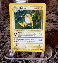 Pokemon TCG Raichu 14/102 Base Set Holo Rare 1999 Unlimited English 80HP - Image 1