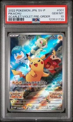Pikachu 001/SV-P Scarlet & Violet Pre-Order Sv Promo Pokemon Japanese PSA 10 - Image 1
