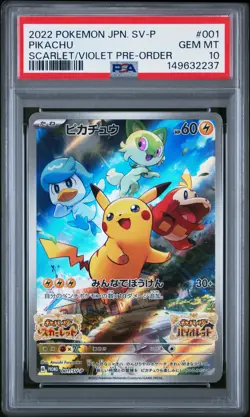 Pikachu 001/SV-P Scarlet & Violet Pre-order Sv Promo Pokemon Japanese PSA 10 - Image 1
