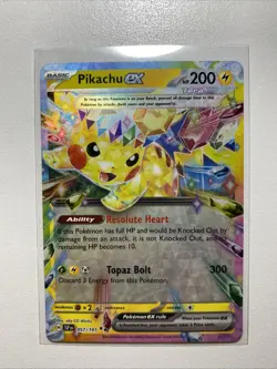 Pokemon 2024 Surging Sparks Pikachu EX TCG Card 057/191 Holo - Image 1