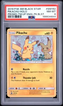 PSA 8 Pikachu 2019 SM162 Sun & Moon Black Star Promo Holo Card TCG Pokemon - Image 1