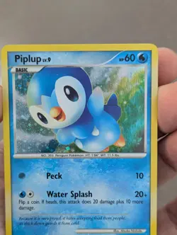 Pokemon Card 2007 PIPLUP Holo DP03 Diamond & Pearl Black Star Promo LP - Image 2