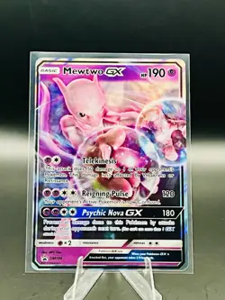 Pokemon TCG Mewtwo GX Black Star Promo Card SM196 NM Condition - Image 1