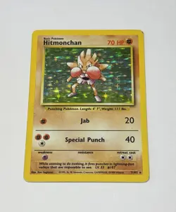 Hitmonchan 7/102 Base Set Holo Rare 1999 English Vintage Pokemon Card TCG MP - Image 1