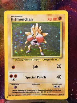Pokemon TCG Hitmonchan Base Set 7/102 Holo Rare 70 HP English 1999 WOTC - Image 1