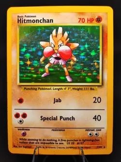 Pokemon TCG WOTC Hitmonchan Base Set 7/102 Holo Rare Unlimited English 1999 MP - Image 1