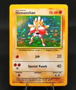 Pokemon TCG WOTC Hitmonchan Base Set 7/102 Holo Rare Unlimited English 1999 LP - Image 1
