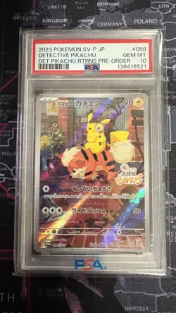 PSA 10 Detective Pikachu 098/SV-P Promo Holo Pokemon Japanese 2023 - Image 1