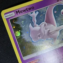 DOUBLE WHOLE SWIRLS 🌀💫 Mewtwo SM77 Holo Black Star Cosmos Promo Pokemon Card - Image 3