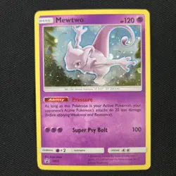 DOUBLE WHOLE SWIRLS 🌀💫 Mewtwo SM77 Holo Black Star Cosmos Promo Pokemon Card - Image 4