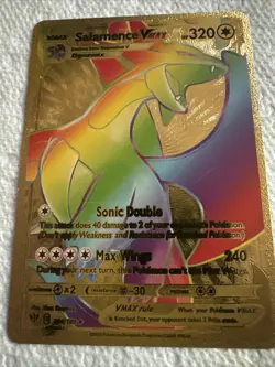 Salamence Rainbow Gold Foil Pokemon 💥FAN ART 💥Card NM - Image 1