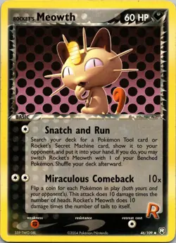 Rocket's Meowth 46/109 Uncommon Team Rocket Returns Pokemon Lightly Played - Image 1