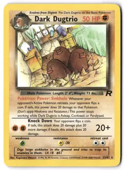 Pokemon Card - Dark Dugtrio 23/82 Unlimited Non Holo Rare - Team Rocket - Mint - Image 1
