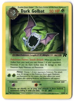 Pokemon Card - Dark Golbat 24/82 Unlimited Non Holo Rare - Team Rocket - LP - Image 1
