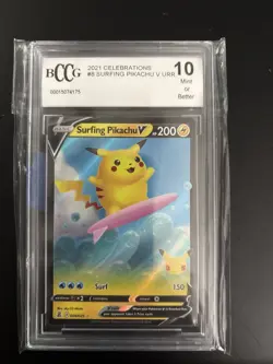 Pokemon Pikachu TCG Surfing v Celebrations Holo Ultra Rare Card 008/025 BCCG 10 - Image 1