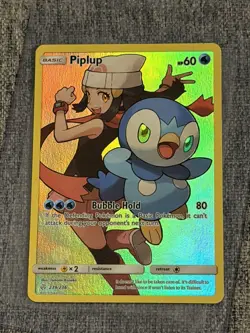 Piplup 239/236 Secret Rare Holo Sun & Moon Cosmic Eclipse Pokemon Card 2019 - Image 1