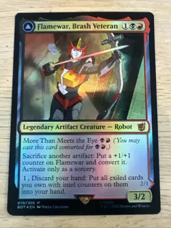 1x FOIL FLAMEWAR, BRASH VETERAN - Transformers - MTG - Magic the Gathering - Image 1