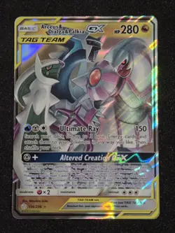 Pokemon TCG Arceus & Dialga & Palkia GX 156/236 Cosmic Eclipse Holo Near Mint - Image 1