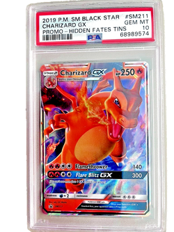 2019 POKEMON SM BLACK STAR CHARIZARD GX PROMO HIDDEN FATES TINS #SM211 PSA 10 - Image 1