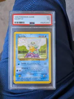Pokemon TCG Squirtle 63/103 Base Set Unlimited Non Holo WOTC Card PSA 7 NM - Image 1