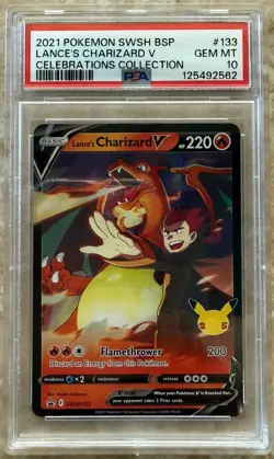 2021 Pokemon SWSH Black Star Promos Lance's Charizard V #SWSH133 PSA 10 GEM MINT - Image 1