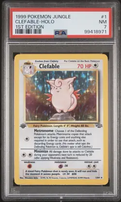 PSA 7 1999 Pokemon TCG Jungle 1st Edition Clefable Holo Rare 1/64 - Image 1