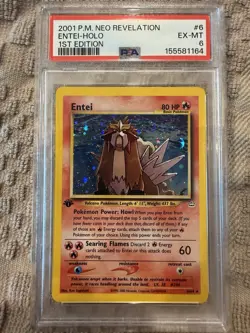 Pokemon TCG 2001 Entei 1st Ed Holo Neo Revelation 6/64 PSA 6 - Image 1
