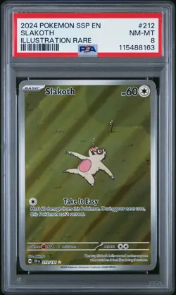 2024 Pokemon Ssp En-Surging Sparks #212 Slakoth Illustration Rare PSA 8 - Image 1