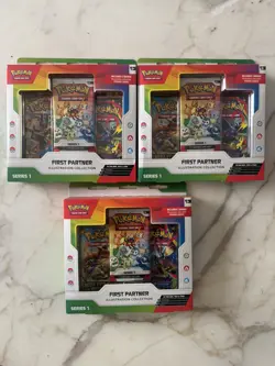 Pokemon TCG First Partner Illustration Collection Series 1 x3 Factory Sealed - Image 1