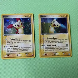 Pokemon TCG Plusle 6/12 & Minun 6/12 EX Trainer Kit Holo LP/MP SWIRLS on both! - Image 1